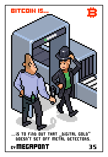 So cool, this "Bitcoin is..." card incorporates my love of gold and Bitcoin. Weasly is a genius pixel artist. <a href="/MegapontNFT/">Megapont</a> <a href="/Megapont/">Megapont</a>