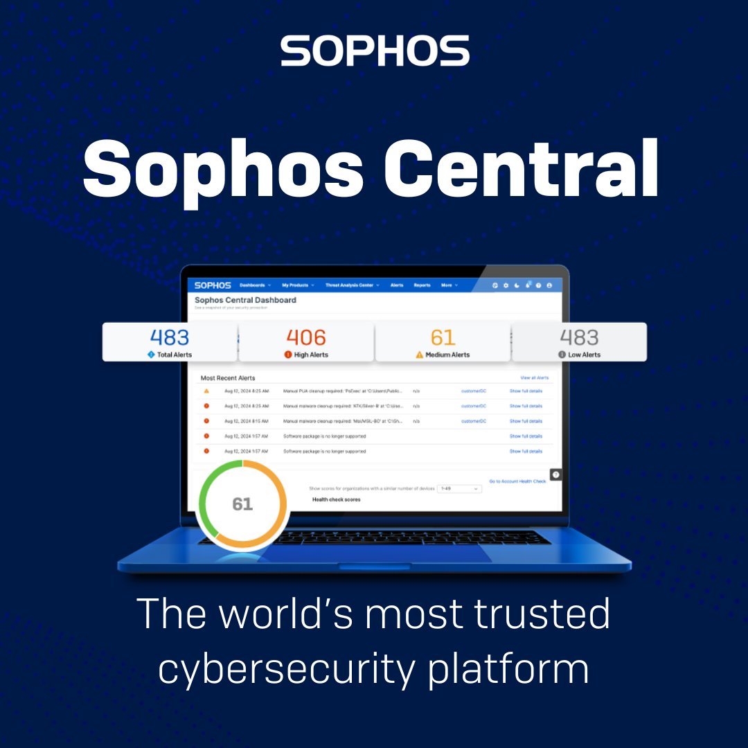 #Sophos Central unifica las soluciones de seguridad en una sola plataforma para automatizar la respuesta a amenazas y proporcionar información en tiempo real.
Descubre cómo #Sophos Central puede ayudar: sophos.com/es-es/products…