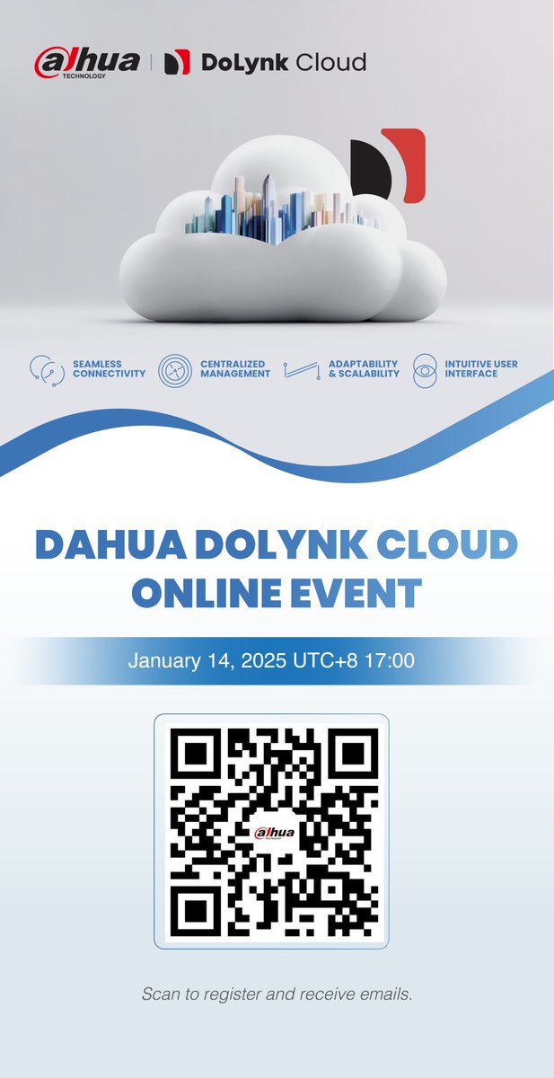 DahuaHQ's tweet photo. 🎉 Get ready for something amazing! Mark January 14th on your calendars as we will launch Dahua Dolynk Cloud tomorrow! This is an event you won't want to miss! 📅
👉 Register now! https://t.co/HmaSu793Pb
#Dahua #dolynk #dolynkcloud #AIoT #DoLynkCare #DMSS #cloudservices https://t.co/XHKpqyZL3i