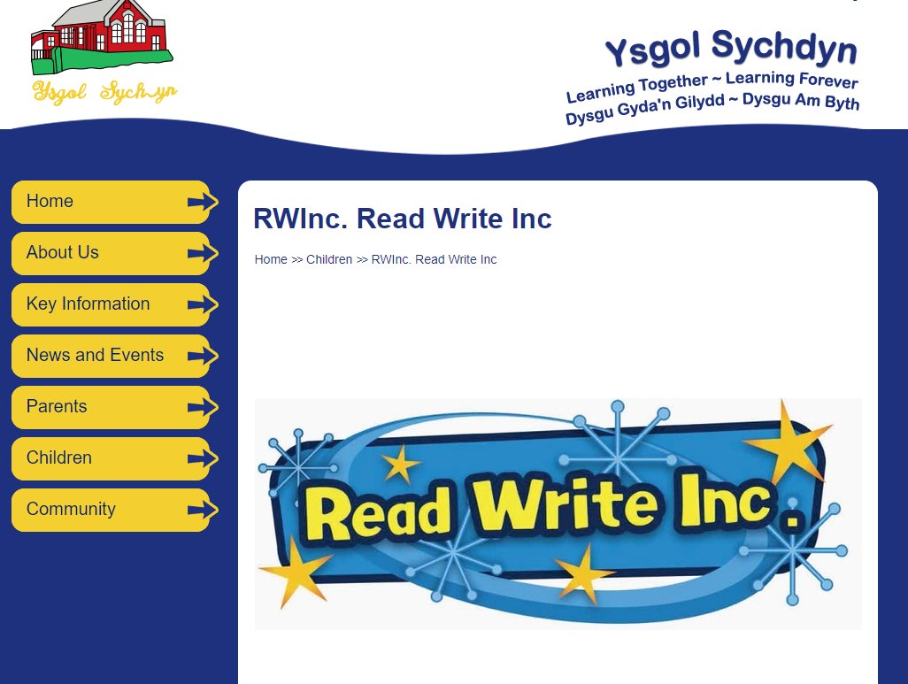 SychdynSchool's tweet photo. If you want to know more about how the children of Ysgol Sychdyn are now learning to read, please check out our RWInc @RuthMiskinEdu page on our website ~ https://t.co/7cDfOyoJoG https://t.co/uexcPDk79R