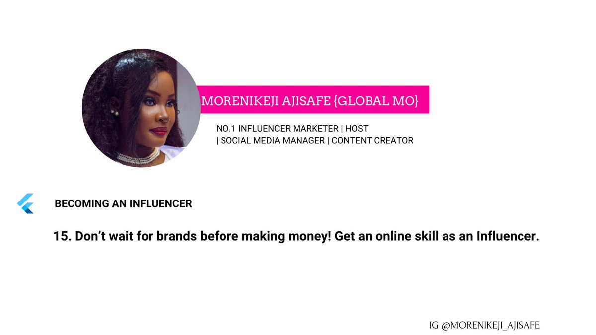 GLOBAL__MO's tweet photo. 🔘INFLUENCER SERIES WITH GLOBAL MO| EP
Don't wait for brand influencers, get an online skill.
🔻Note
•Book an Influencer Marketer| Host | Content Creator & Social Media Manager @Morenikeji_Ajisafe {IG}
#moreniketheinfluencer #influencerserieswithglobalmo
📷 @globalmo_graphy https://t.co/IZkMDQT8ix