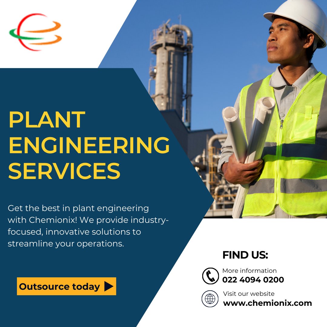 chemionix's tweet image. Transform your plant operations with Chemionix’s expertise in Plant Engineering Services. Efficiency meets innovation.  Contact us to get started today!
Visit: bit.ly/3RadDvZ
.
.
#chemionix #plantengineering #plantengineeringdesign #plantengineeringservices