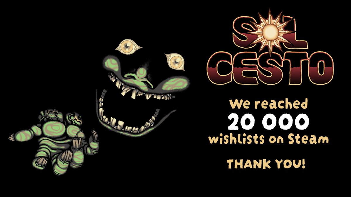 This is a very cool way to start the year: Sol Cesto reached 20k wishlists on Steam! Thank you 🌞