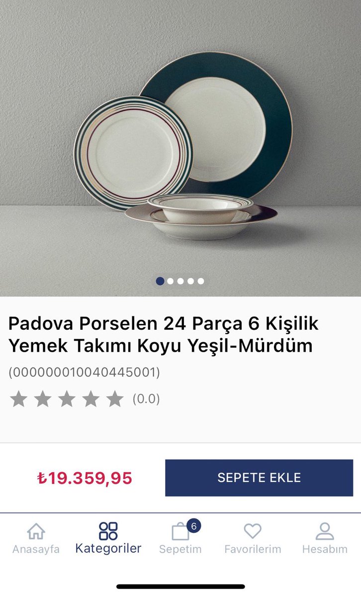 Kasım ayında 3.559 TL olan EnglishHome yemek takımı şimdi 19.359 TL!.