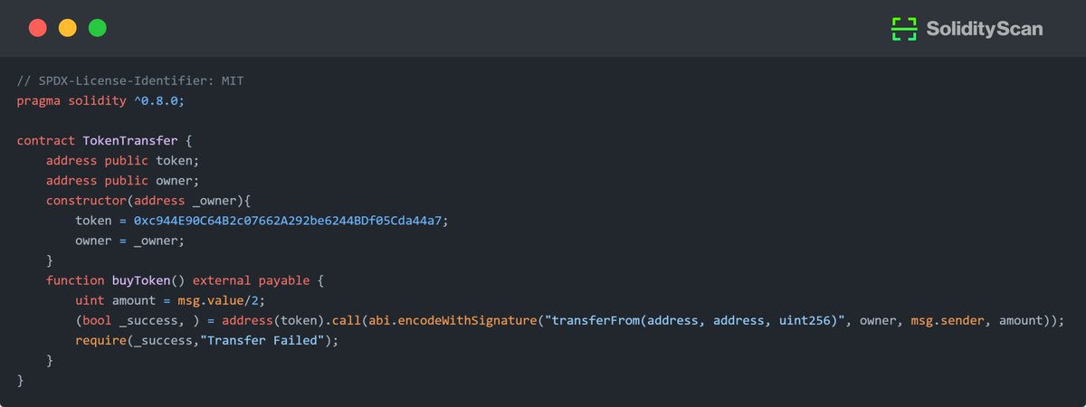 The buyToken function will fail. Can you spot the bug?

Take part in our #FindTheBug challenge and put your debugging skills to the test!

#SmartContracts #BugHunt #Web3