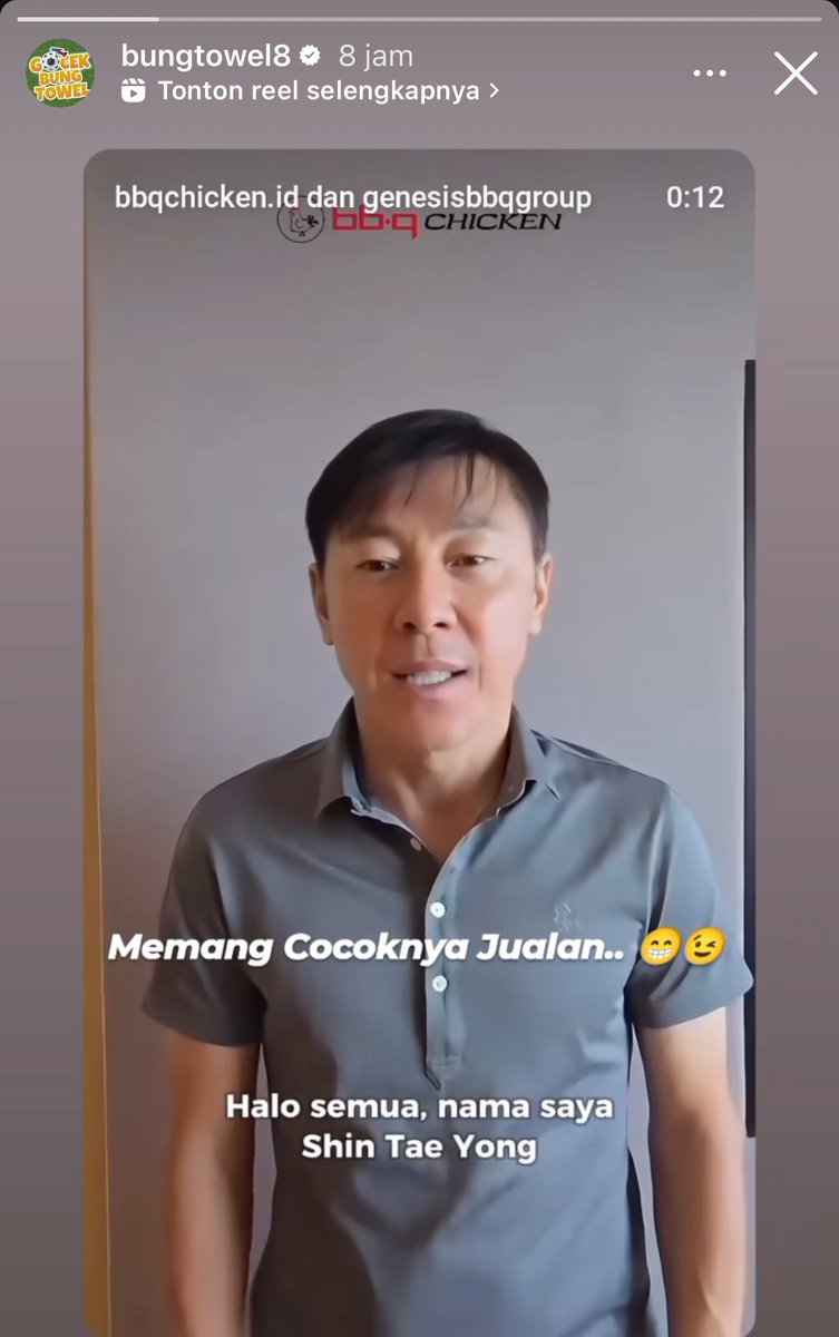 PostSparkX's tweet photo. Bung Towel repost di igs video Coach Shin Tae-yong lagi promosiin makanan tapi sama Towel dikasih caption

" memang cocoknya jualan.. 😁😉 " 

Duhhh😮‍💨 https://t.co/cCs7k0FF52