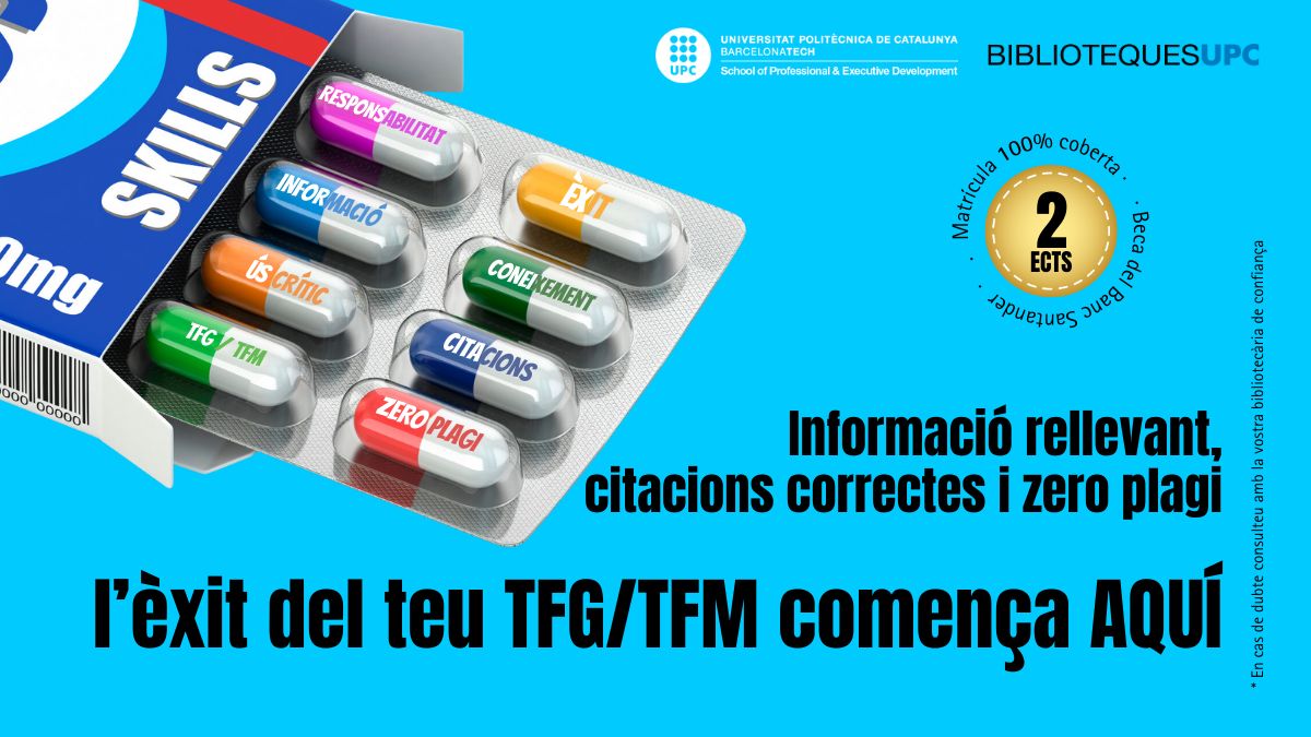 bibliotecnica's tweet photo. La @UPC_School i #bibliotequesUPC t'ofereixen una Càpsula d'aprenentatge en l’Ús Crític i Responsable de la Informació amb què podràs obtenir 2 crèdits ECTS.

Edicions presencials al Campus Nord i Terrassa del 3 al 6 de febrer de 2025.

Més informació: https://t.co/7U5xMsIKLM https://t.co/uGhfbqtpKR