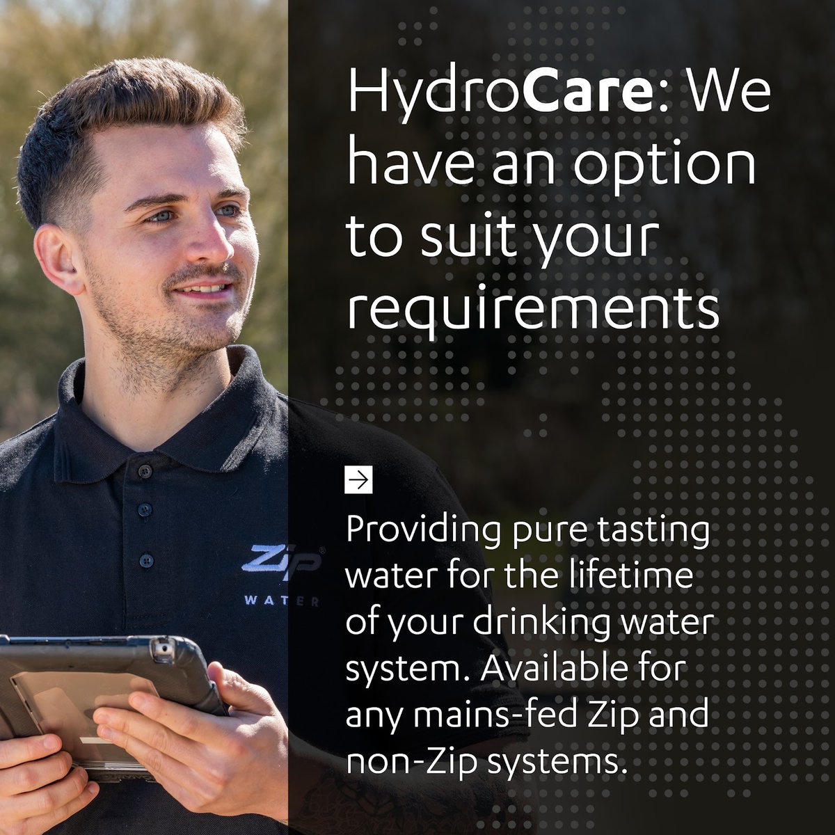 ZipWaterUK's tweet photo. Your workplace drinking water system deserves the best, to ensure reliability and efficiency... 

And, that's what HydroCare delivers!

Whether you have Zip or non-Zip products* installed, our HydroCare plans can cater to all your needs.

Discover the benefits of HydroCare this new year: https://t.co/cnU09QOIGu

#HydroCare #ReliableService #ZipWater

*Mains-fed systems only.