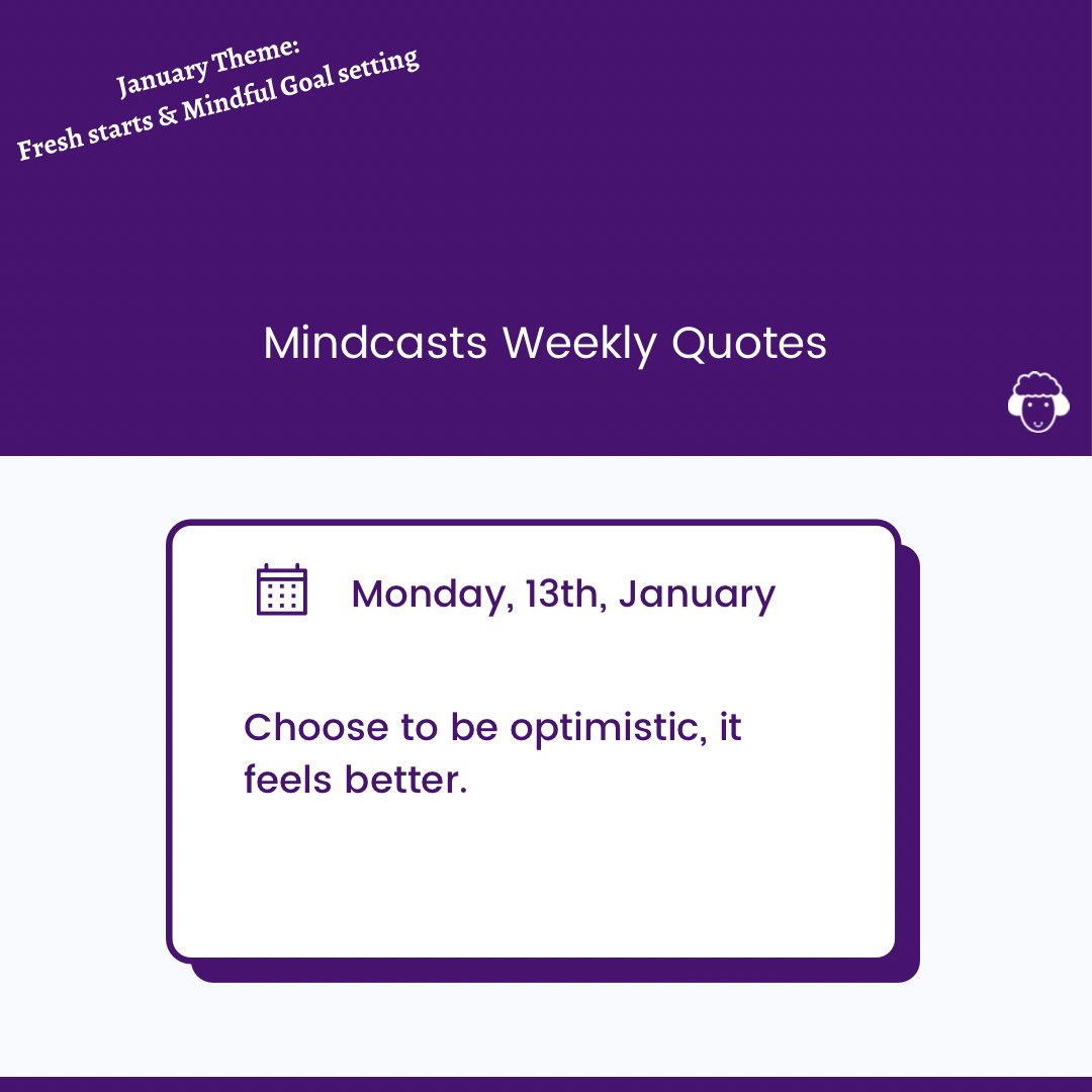 MindcastsApp's tweet photo. January Theme: Fresh starts &amp; Mindful Goal setting💜

Yay to starting the new week/year with great ideas/energy 👍 https://t.co/abDZlAgecL