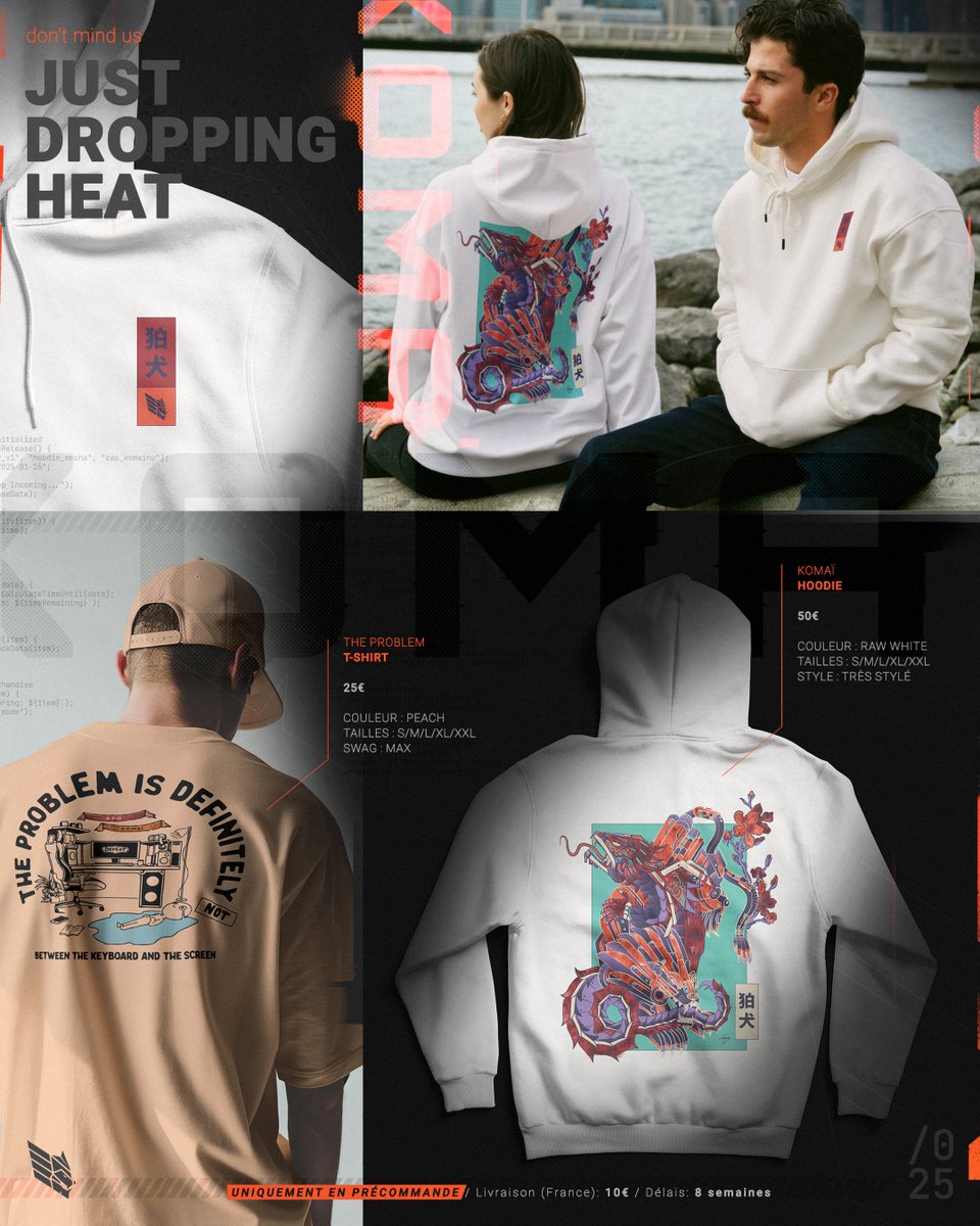🚨 La ligne KOMAÏ est enfin lancée 🚨
On démarre avec notre première collab' avec l'<a href="/apophisen/">Apoph'ISEN</a>  ! 🎮✨

Des designs inspirés par notre passion pour les jeux vidéo, avec nos deux logos mis en valeur pour des designs uniques !

👕 T-shirt pêche – 25€
👚 Sweat blanc – 50€

🔥Tout