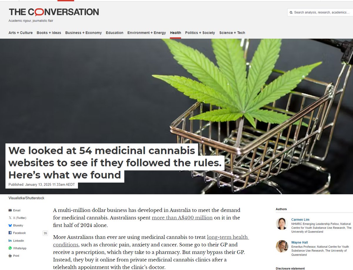 Carmen Lim (@cwernlim) on Twitter photo Aggressive and misleading marketing practices is driving demand for medicinal cannabis.
Wayne and I wrote an article in <a href="/ConversationEDU/">The Conversation - Australia + New Zealand</a> on how private clinics may skirt TGA regulations. 👉 tinyurl.com/3v5z8f3b Aggressive and misleading marketing practices is driving demand for medicinal cannabis.
Wayne and I wrote an article in <a href="/ConversationEDU/">The Conversation - Australia + New Zealand</a> on how private clinics may skirt TGA regulations. 👉 tinyurl.com/3v5z8f3b