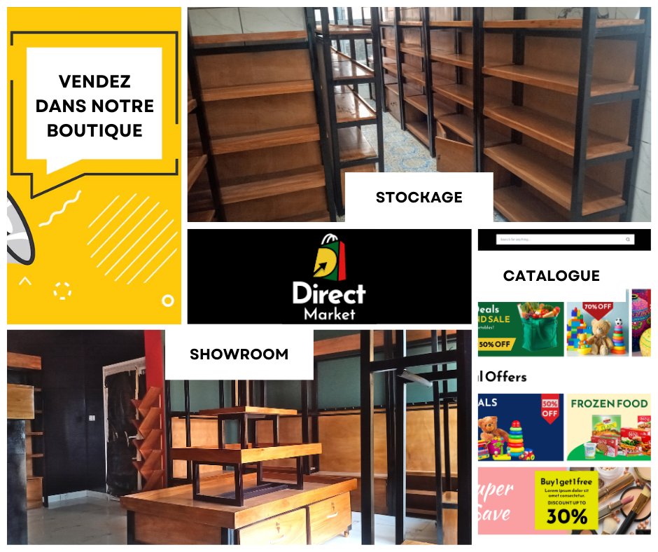Vendez dans notre boutique Direct Market à Yaoundé. Nous faisons la publicité des produits toute l'année et gérons la vente, la livraison et le suivi de stock.

30% de réduction sur nos services pour les produits Made In Cameroon.

Demandez notre brochure wa.me/237698441222