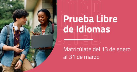 📢¡ATENCIÓN! Tenemos nuevos plazos: 
Desde hoy hasta el 31 de marzo podrás matricularte en la 𝐏𝐫𝐮𝐞𝐛𝐚 𝐥𝐢𝐛𝐫𝐞 𝐝𝐞 𝐔𝐍𝐄𝐃 𝐈𝐝𝐢𝐨𝐦𝐚𝐬 para acreditar tu nivel de idiomas sin necesidad de realizar un curso completo.
👉 uned.es/idiomas
#idiomas #SomosUNED