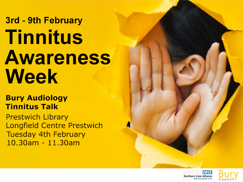 Prestwich Library is hosting a talk on tinnitus on Tuesday 4 February from 10.30am to 11.30am.

This session, run by Bury Audiology, is free of charge and no booking is required – just turn up!