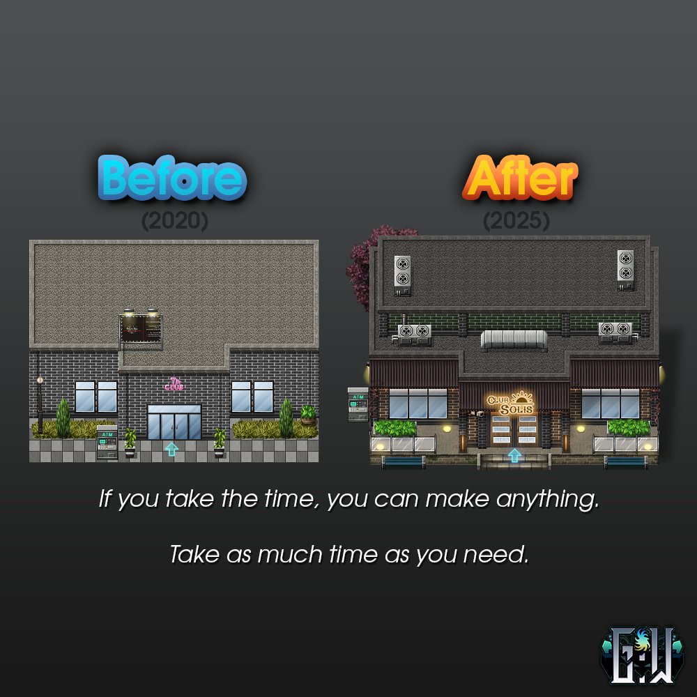 BowtieAGames's tweet photo. I've been having a blast putting focus and love into some of the buildings of my game.

Seriously, sit back, relax, and take your time with things. All the best things come out that way. You've got this!

#rpgmaker | #vxace | #indiegamedev | #indiedev | #indiegame https://t.co/vT1uOxs5pX