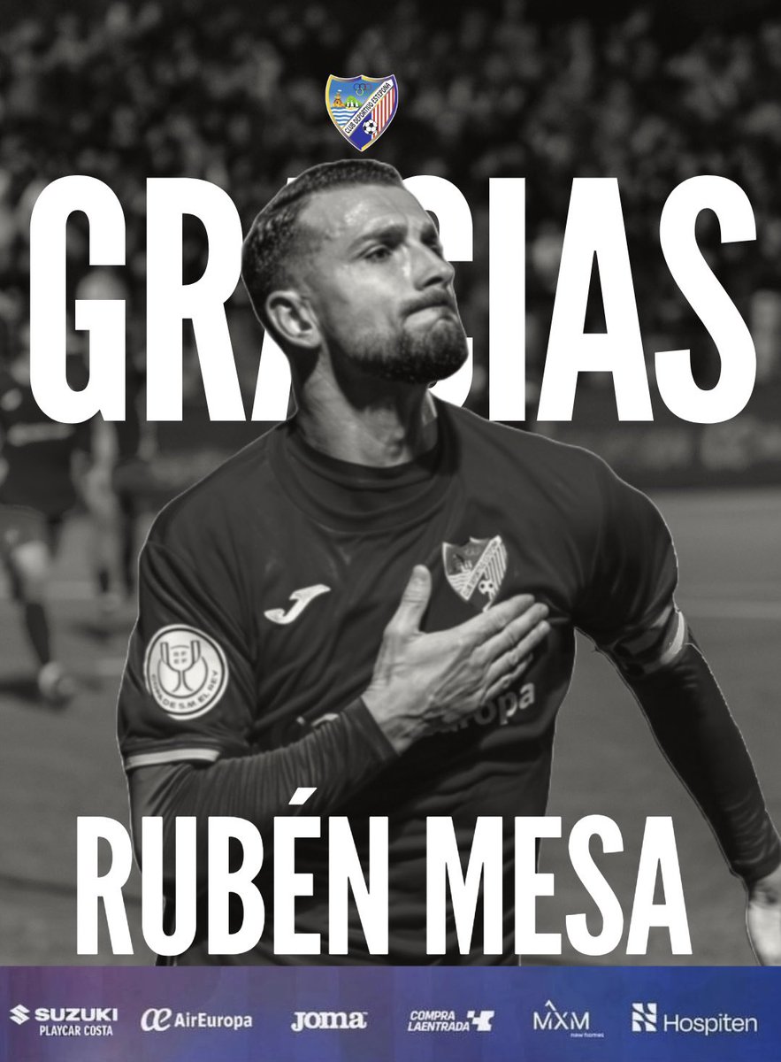 CDEstepona's tweet photo. Comunicado Oficial | Rubén Mesa

El Club Deportivo Estepona comunica que Rubén Mesa causa baja en la plantilla y no seguirá defendiendo los colores de la entidad. Desde el club agradecemos su dedicación y esfuerzo durante su estancia con nosotros y le deseamos muchos éxitos. https://t.co/w468EItbpR