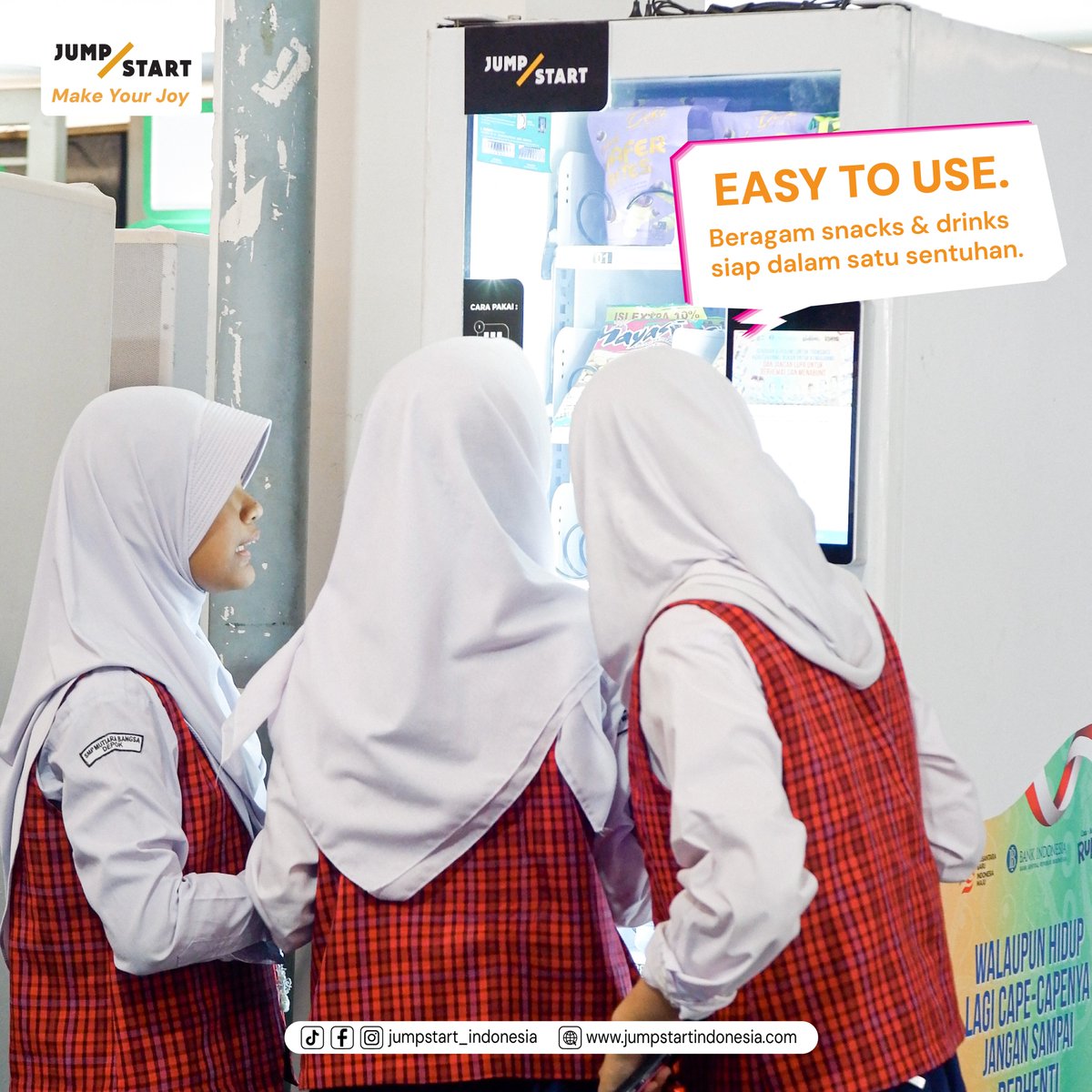 jumpstart_indo's tweet photo. Dalam penggunaan Smart Vending Machine JumpStart, kami selalu menyediakan sistem yang mudah dan aman untuk semua orang. Kemudahan dalam bertransaksi pun diimplementasi khusus untuk siapa pun, kapan pun dan dimana pun.🤩 https://t.co/r8uTFRXPyx