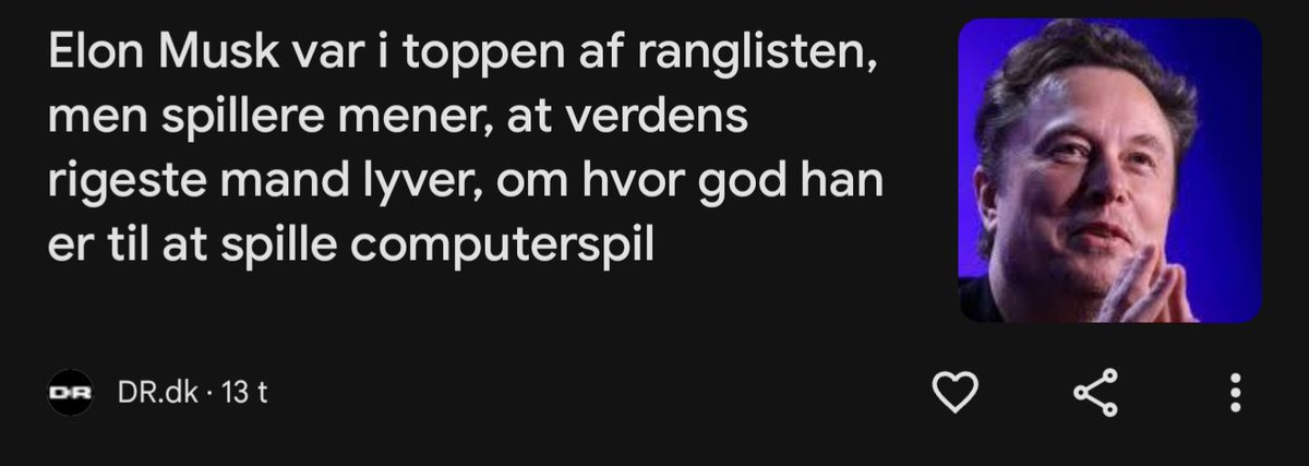Når det kommer til Elon Musk laver DR ligeså ligegyldig journalistik som Dagens dk... Wtf?