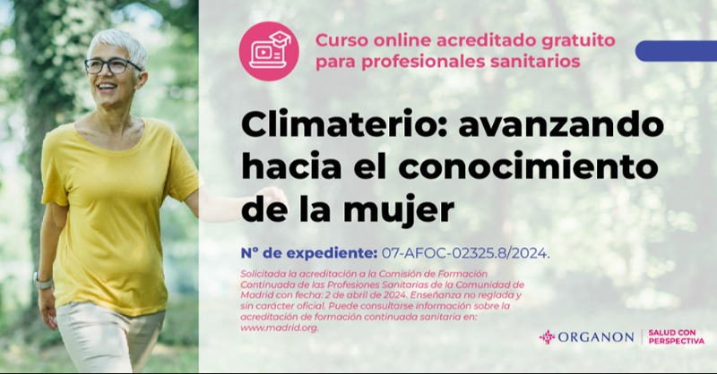 OrganonEspana's tweet photo. Descubre cómo identificar y abordar los síntomas del climaterio en la mujer a través de este curso acreditado para medicina y enfermería.

Un programa completo de 11 módulos con casos clínicos, con los mitos, leyendas y tratamientos de la menopausia

📌 Avalado por @_AEEM