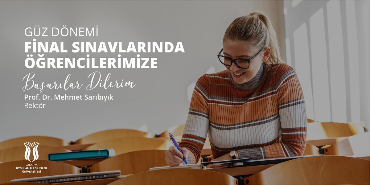 Güz Yarıyılı finalleri başladı.

Sınav heyecanı yaşayan tüm öğrencilerimize başarılar diliyorum. 

Çalışmalarınızın karşılığını alarak hedeflerinize ulaşmanızı diliyorum.