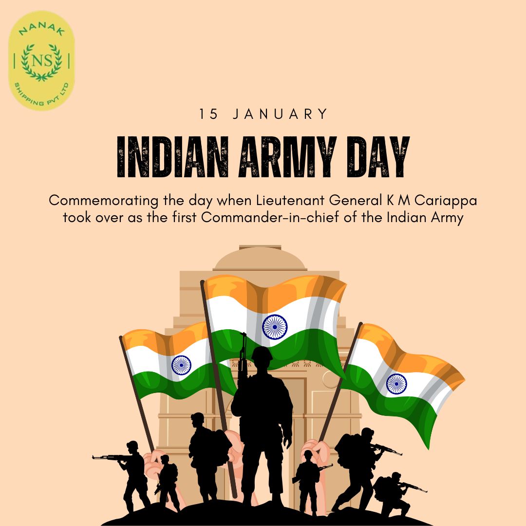 NanakShipping's tweet photo. "Honoring the strength, valor, and dedication of our brave soldiers this Indian Army Day. 🇮🇳
At Nanak Ship Management Pvt Ltd, we salute the heroes who protect our nation with unwavering commitment. Together, we celebrate the spirit of service and sacrifice. Jai Hind! 🙏 #Indian https://t.co/EYn1QRvqmB