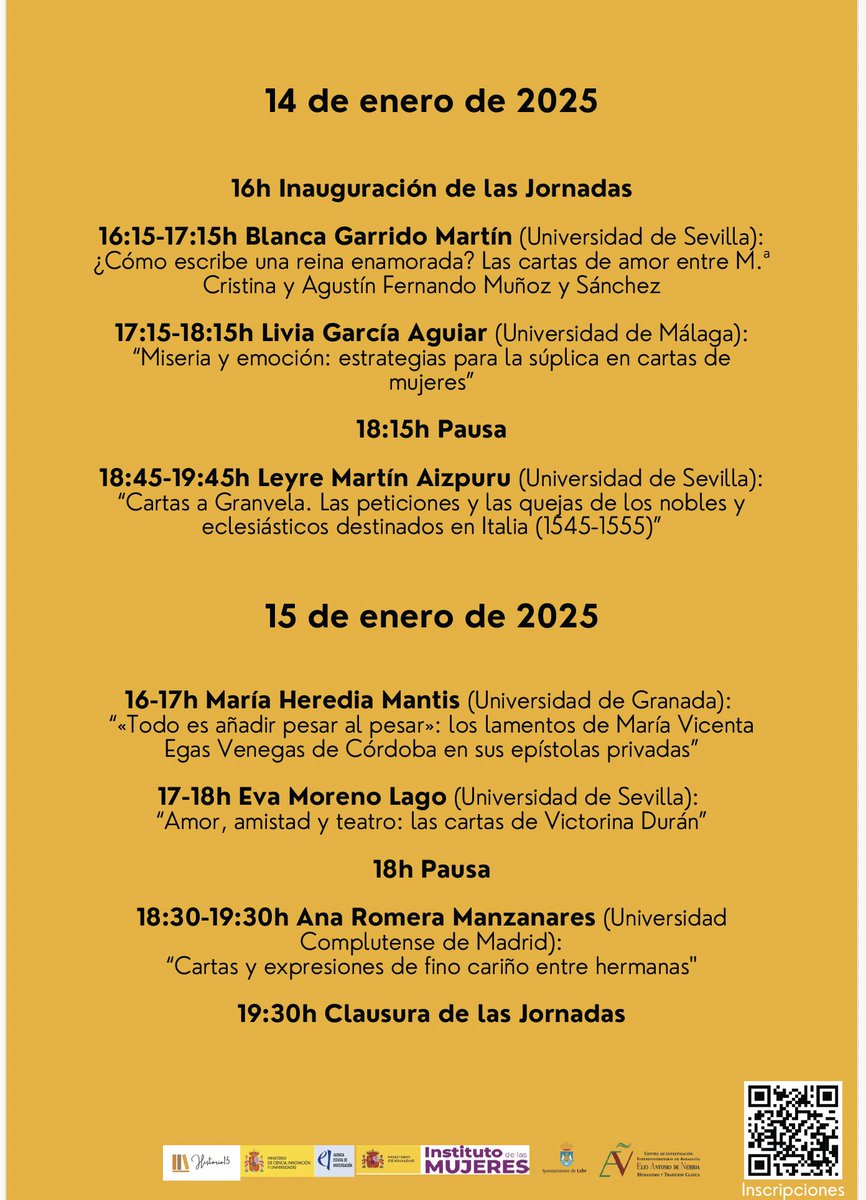Historia152's tweet photo. Este próximo martes 14 y miércoles 15 de enero, algunas compañeras de Historia15 estarán participando en las Jornadas «Filología a la carta», celebradas en Lebrija. En ellas se hablará la correspondencia escrita en español desde diversas perspectivas. https://t.co/960ZRXC7Lq