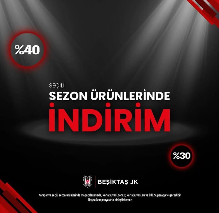 Seçili sezon ürünlerinde %40’a varan indirim!
Mağazamıza bekliyoruz 🦅