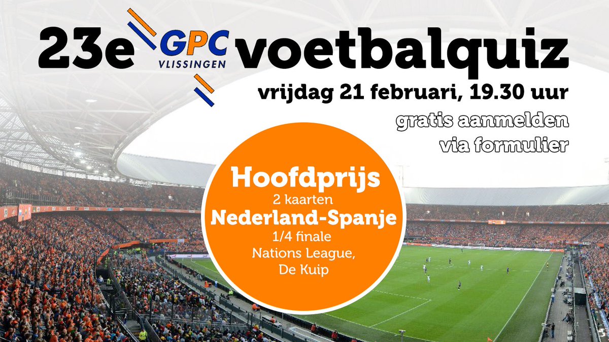 Vrijdag 21 februari GPC Vlissingen voetbalquiz. Opgeven kan hier: forms.gle/TnTsvd5RfXe4AB…