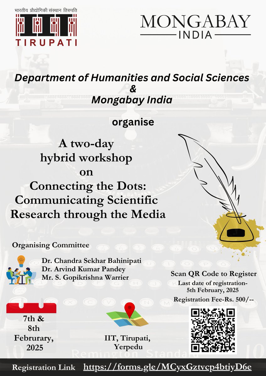 We’re thrilled to announce that we’ll be hosting a two-day hybrid workshop at <a href="/iit_tirupati/">IIT Tirupati</a>! Through this workshop, we aim to empower students with the skills they need to effectively communicate their research to the media.

Registration Deadline: 5th February, 2025
Register