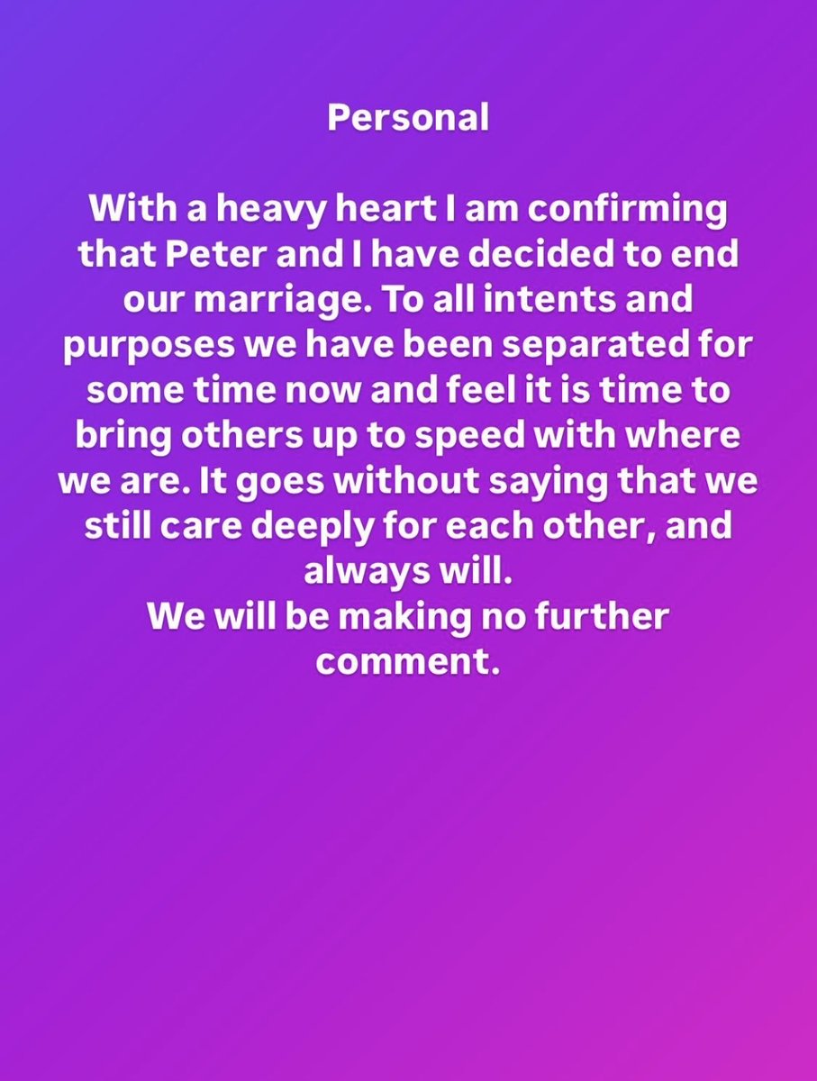 Former First Minister Nicola Sturgeon has announced on Instagram that she has split from husband Peter Murrell.