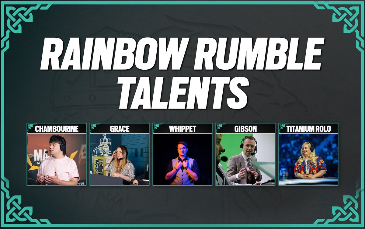 Rainbow Six Esports Europe (@r6esportseu) on Twitter photo The voices behind the Rumble ๐๏ธ
๐ธ <a href="/WhiPPetCasts/">WhiPPet ๐ฎ๐ช</a>
๐ธ <a href="/GibsonCasts/">GibsonCasts</a>
๐ธ <a href="/HimeGarce/">GRACE V</a>
๐ธ <a href="/chambourine/">Chambourine ๐ณ๏ธโ๐๐ด๓ ง๓ ข๓ ณ๓ ฃ๓ ด๓ ฟ</a>
And our interview specialist: <a href="/TitaniumRolo/">Titanium Rolo</a> ๐ฃ๏ธ The voices behind the Rumble ๐๏ธ
๐ธ <a href="/WhiPPetCasts/">WhiPPet ๐ฎ๐ช</a>
๐ธ <a href="/GibsonCasts/">GibsonCasts</a>
๐ธ <a href="/HimeGarce/">GRACE V</a>
๐ธ <a href="/chambourine/">Chambourine ๐ณ๏ธโ๐๐ด๓ ง๓ ข๓ ณ๓ ฃ๓ ด๓ ฟ</a>
And our interview specialist: <a href="/TitaniumRolo/">Titanium Rolo</a> ๐ฃ๏ธ
