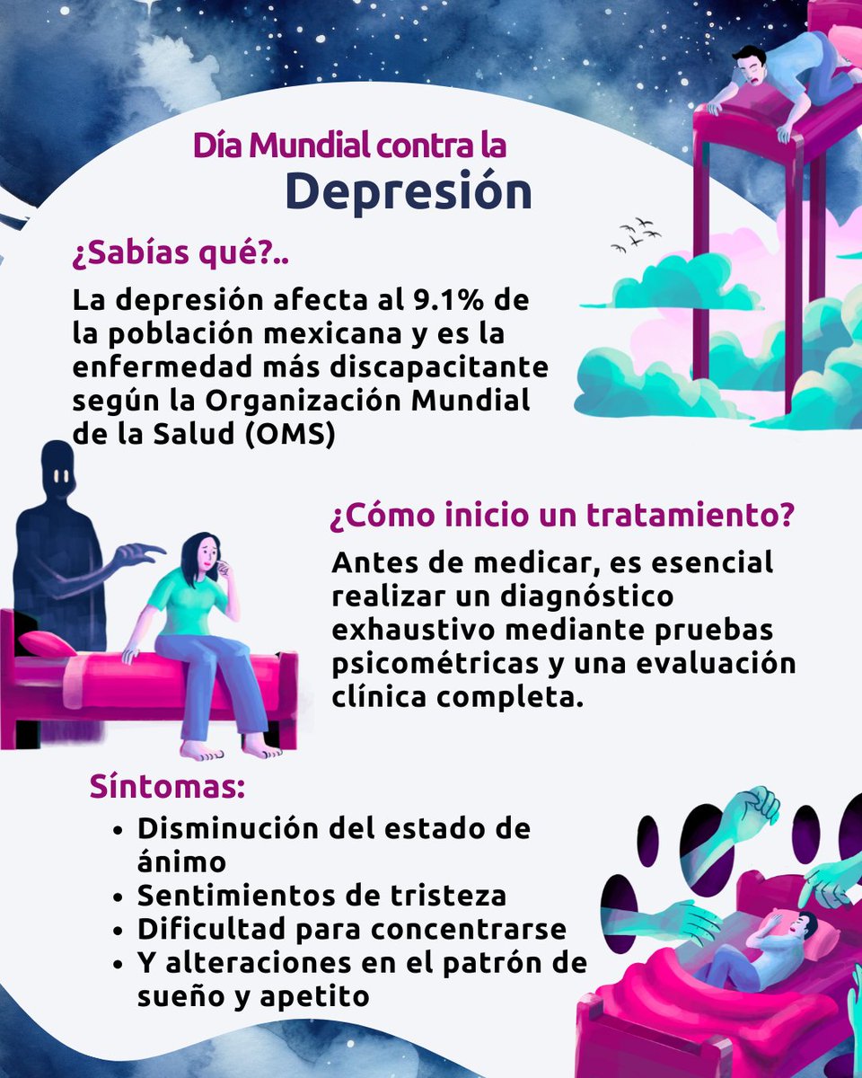 Este 13 de enero, en el Día Mundial Contra la Depresión, reflexionemos sobre una enfermedad que afecta a millones de personas en silencio. 
#DiaMundialContraLaDepresion #depresión