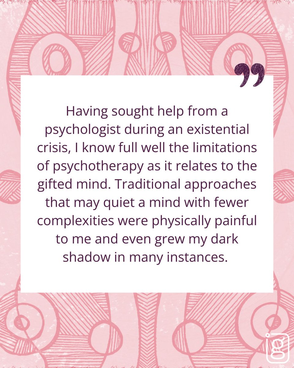 Psychological support that works knowledgably and skillfully with the particularities of our gifted mind and gifted traits is so important!    

Registration for our next Gifted Psychology 101 cohort is now open! Find details and apply to join us at intergifted.com/gifted-psychol…