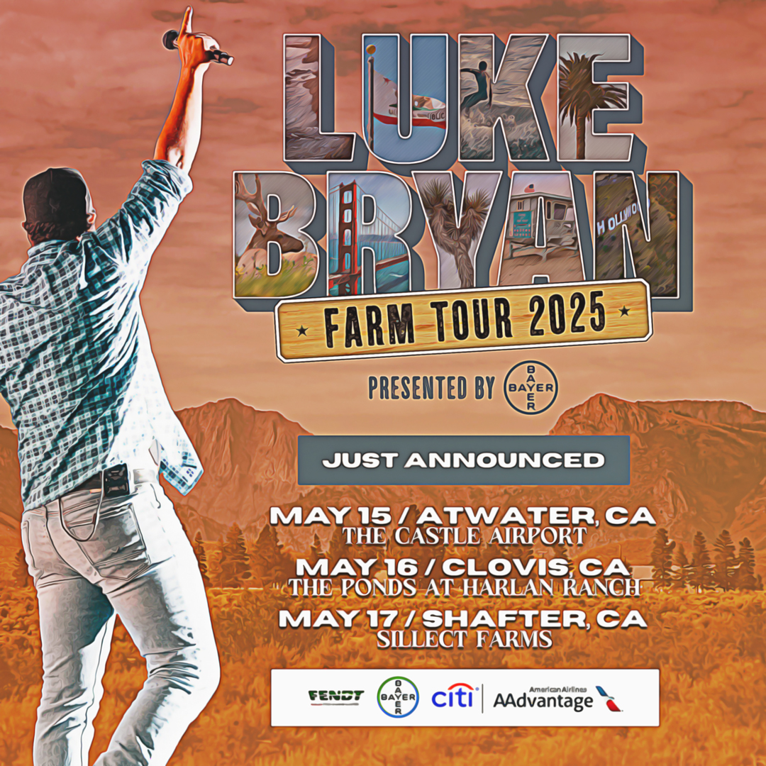 KATCOUNTRY103's tweet image. 🚨NEW CONCERT ALERT🚨
Luke Bryan’s Farm Tour presented by @bayerofficial comes to the Castle Airport in Atwater on May 15th!
Listen to the Kat to win tickets before you can buy them when they go on sale this Friday at 8am!
More info and ticket link>>>bit.ly/4fU5CWy