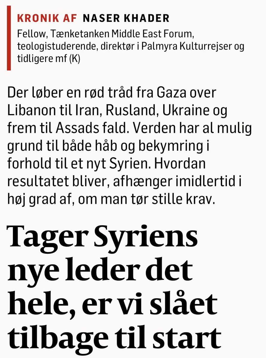 Har en kronik om Syrien i Politiken i dag. God læselyst! 

politiken.dk/debat/kroniken…
#dkpol #dkmedier