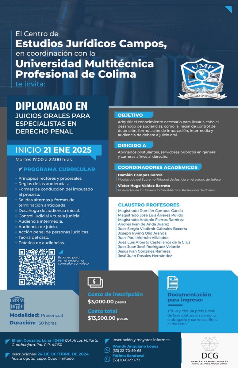 DAMIANCAMPOSGAR's tweet photo. ‼️AVISO IMPORTANTE‼️El centro de estudios jurídicos Campos, en coordinación de la Universidad Multitécnica Parofesional de Colima, les hace de su conocimiento que a peticion de la mayoría de alumnado, se reprograma el inicio de clases, quedando de la siguiente manera: https://t.co/x859XR9Rp7