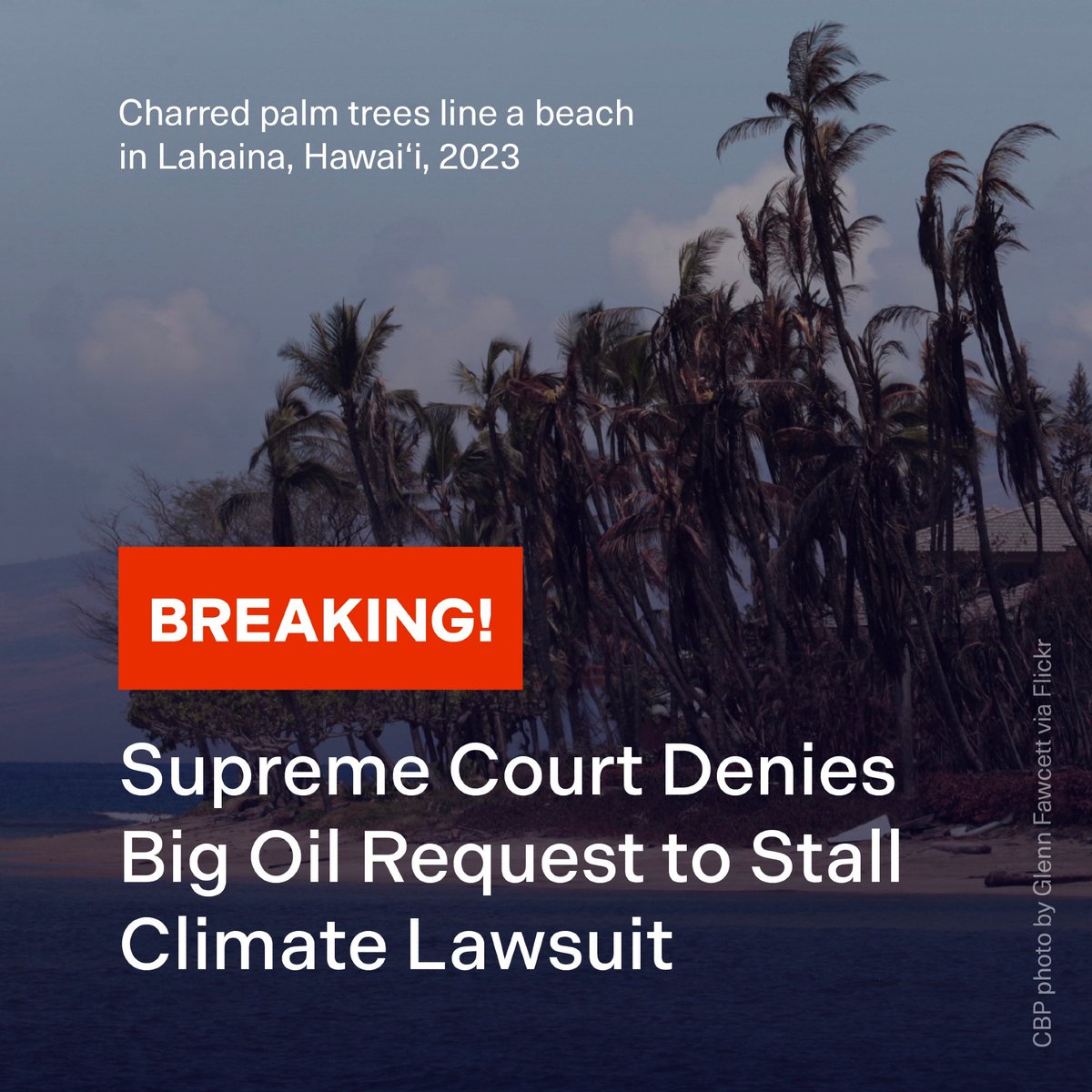 jamieclimate's tweet image. BIG NEWS: The Supreme Court just *denied* Big Oil’s request to move climate liability cases to the federal level. 

That means state courts, like in Hawaii and California, will continue to decide on cases that could force Big Oil to pay for climate damages. 

That’s huge.