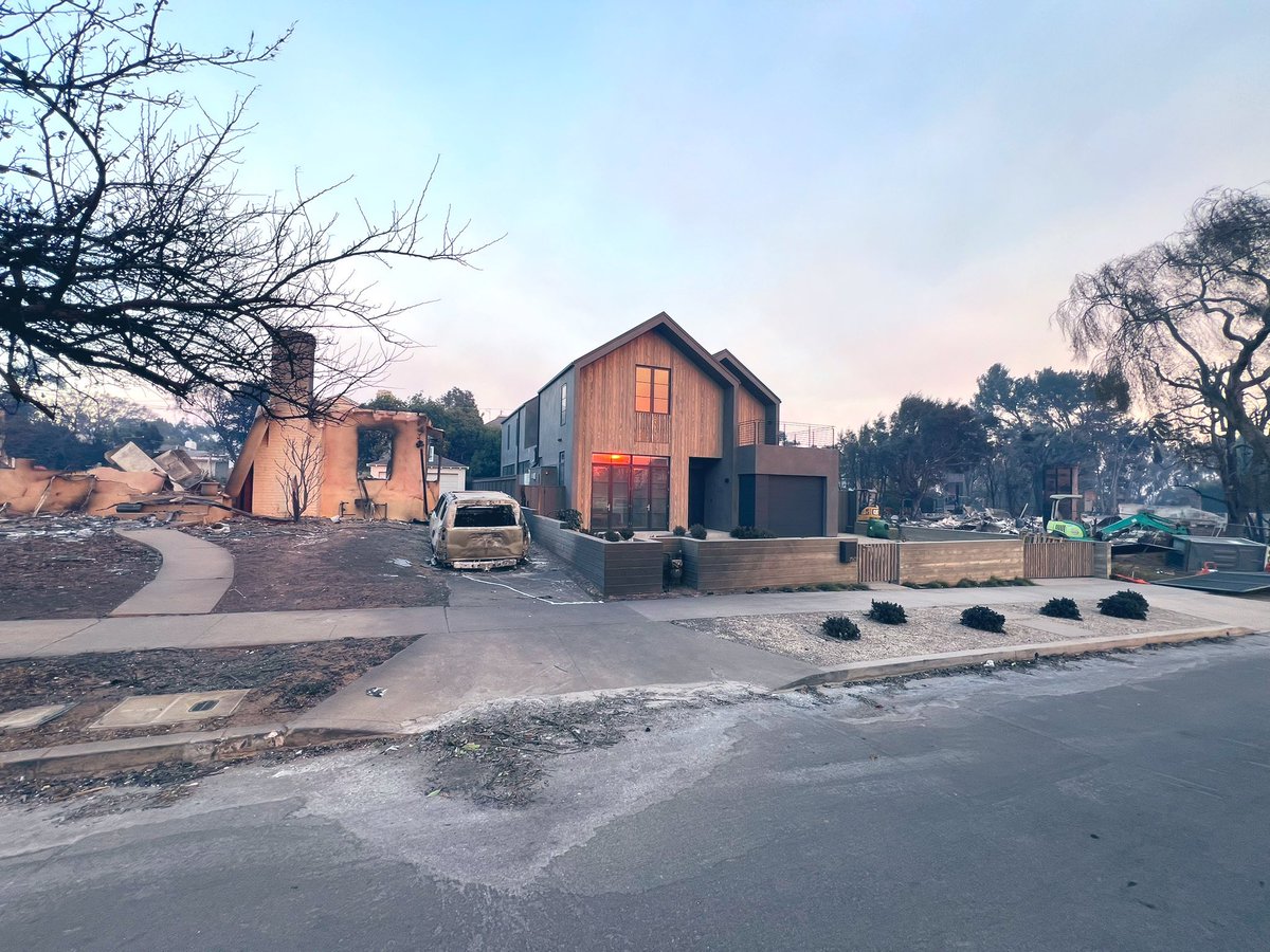 A modern home in Pacific Palisades survived the fire while all the homes around it burned. It was luck, but also it was built to withstand a wildfire, and it worked.

I spoke with the architect who built the house about designing for disaster:
