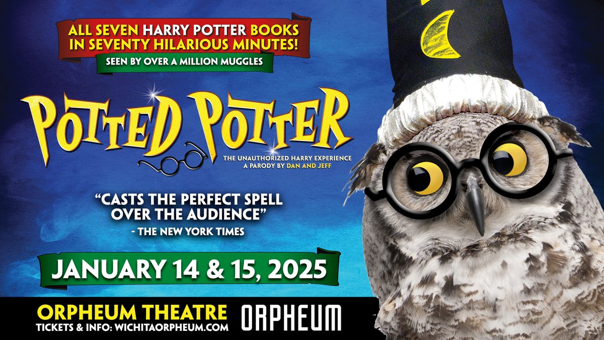 ⚡🦉🧙‍♂️ TONIGHT! <a href="/PottedPotter/">Potted Potter</a> takes the stage for the first of TWO performances at <a href="/WichitaOrpheum/">Wichita Orpheum Theatre</a>. Still need tickets? Order online at the link below or in person when the box office opens at 4pm today.

🚪 Doors at 6pm
✨ Show at 7pm
🎟️ bit.ly/Potted-Jan14-15