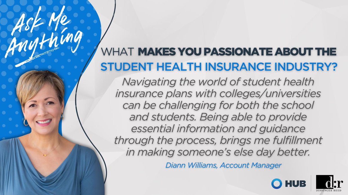 Diann Williams, Account Manager, brings over ten years of client and customer experience. Drop any questions or comments below – Diann would love to connect and share her knowledge!

#PassionForInsurance #StudentInsurance #HubInternational #DissingerReed