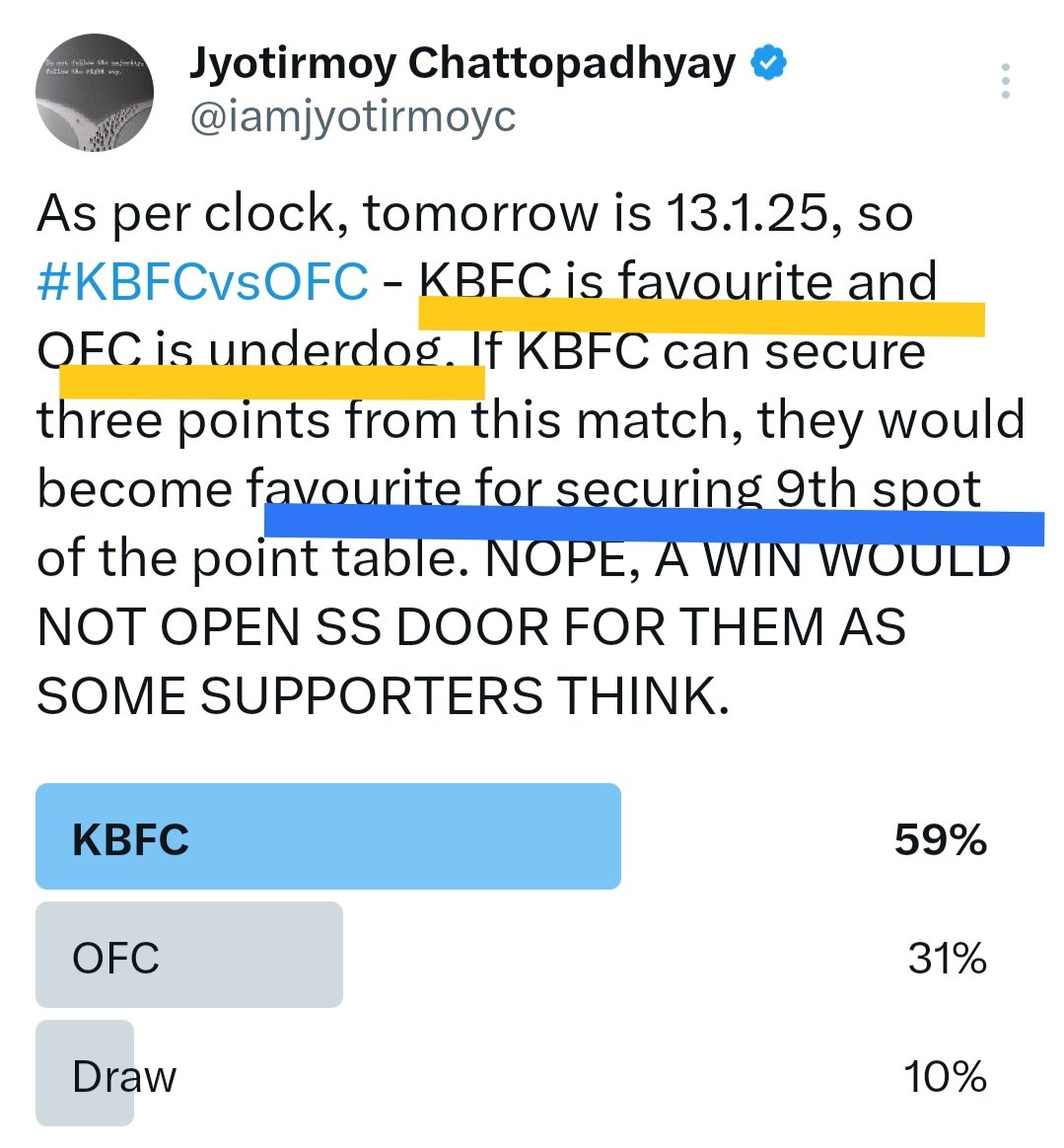 iamjyotirmoyc's tweet photo. @KeralaBlasters marching towards the destined spot on the strong feet ✅✅✅
#KBFCvsOFC
#ISL11 https://t.co/N4HeY23upV