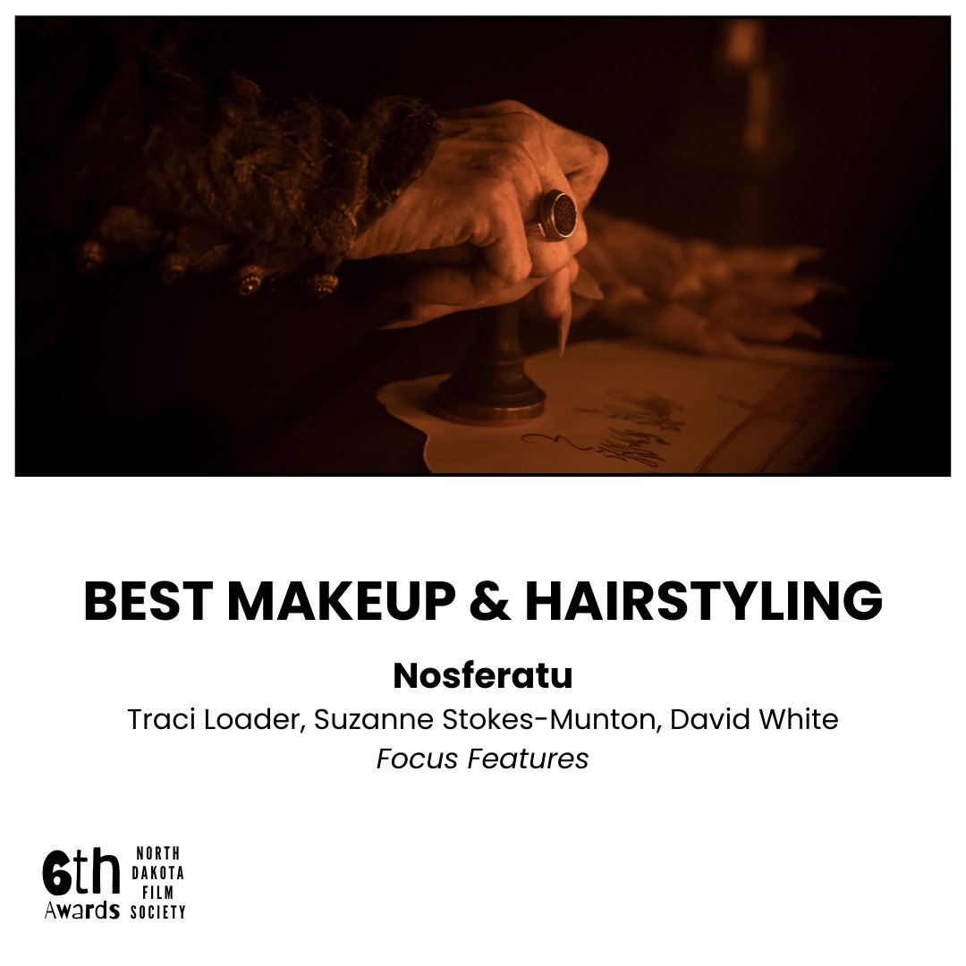 movie_charles's tweet photo. Nosferatu Takes Home A Well Deserved Win From The 2024 North Dakota Film Society (#NDFS) For Its Outstanding Make Up &amp; Hair Styling Awarded to the Team of Traci Loader, Suzanne Stokes-Munton, David White. ABSOLUTELY DESERVED!!!! LFG!!! #Nosferatu #LilyRoseDepp #BillSkarsgard https://t.co/tNQ4uIGNza