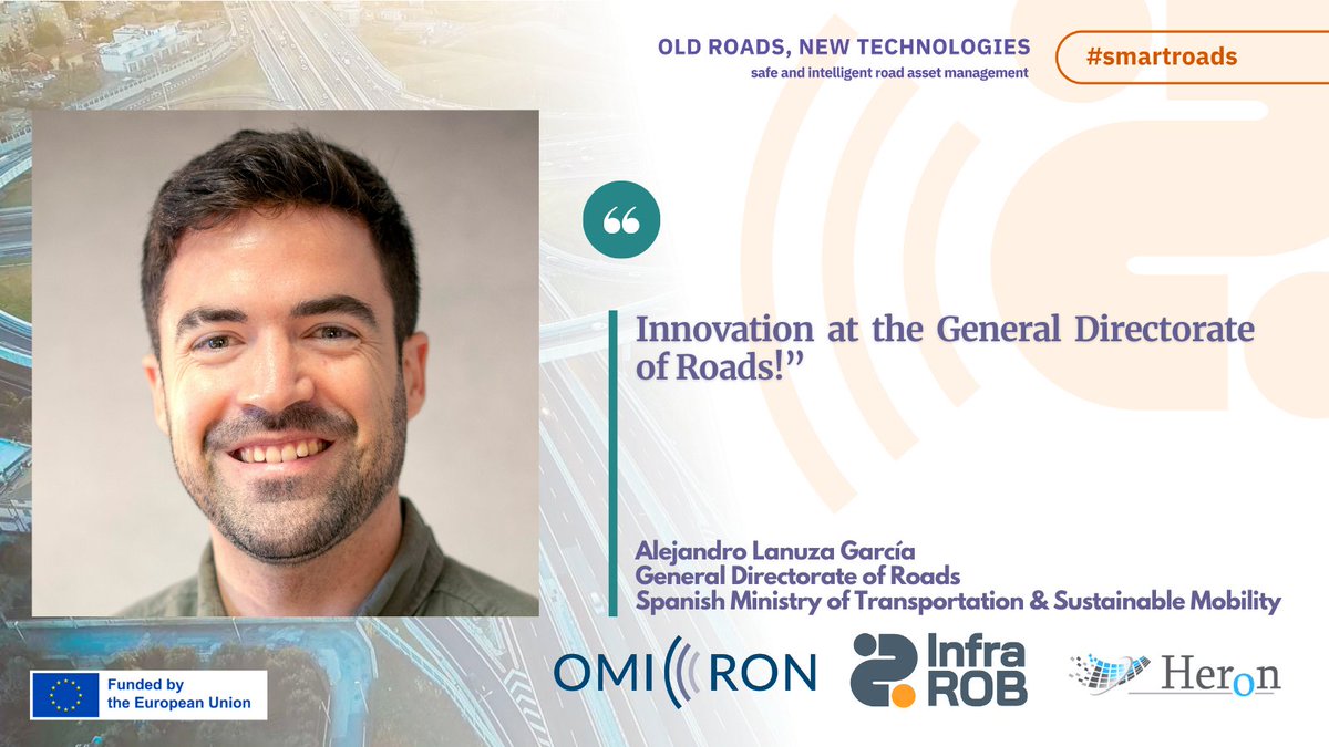 🚀 Speaker Spotlight: Alejandro Lanuza, Spanish Road Directorate, Ministry of Transport

We are thrilled to welcome Alejandro Lanuza García as a key contributor to the OMICRON final event on #SmartRoads, organised with <a href="/infra_rob/">InfraROB</a>  in collaboration with <a href="/HERON_H2020/">HERON_H2020</a>.