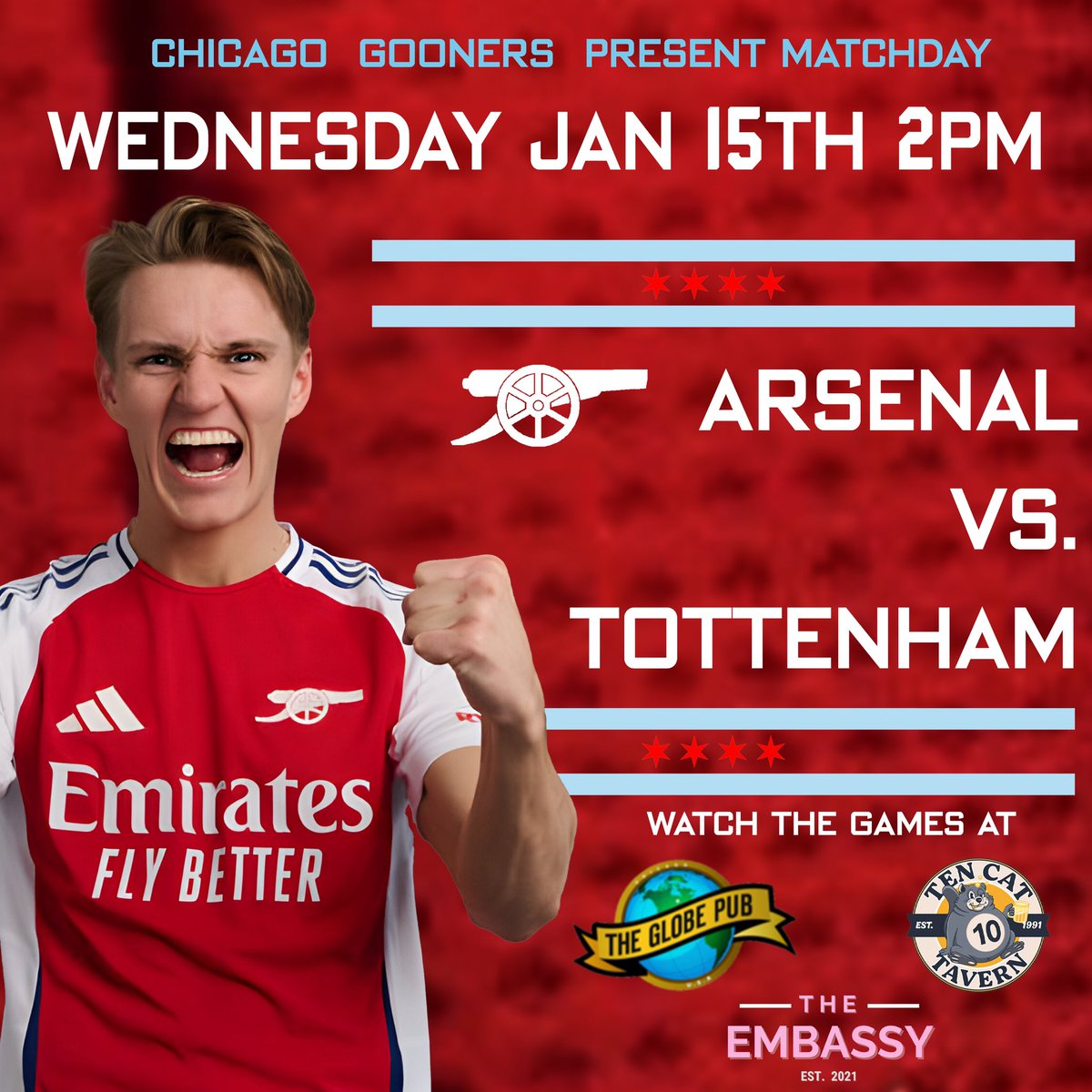 ChicagoGooners's tweet photo. Nothing like a North London Derby to get us back on track! We know what it means, come on Arsenal!
๐ The Globe (21+)
๐โโฌ Ten Cat
๐ป The Embassy
#COYG #UTA #ChicagoIsRed https://t.co/HFhnilihse