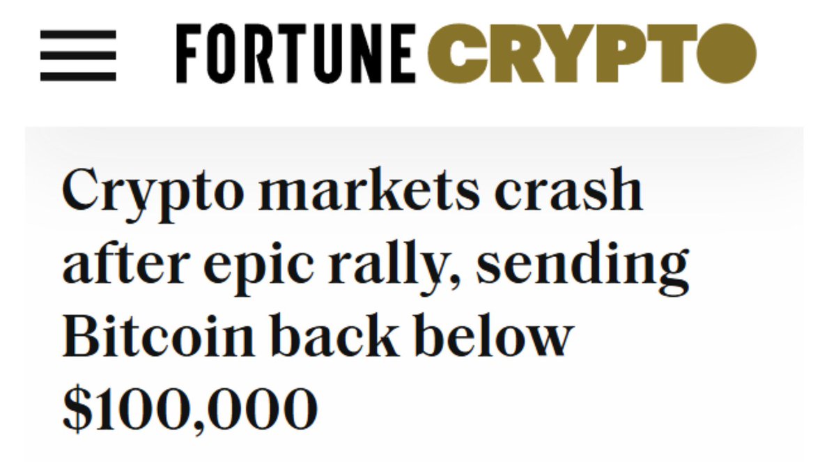 Bitcoin “crashes” below $100 Bitcoin “crashes” below $1,000 Bitcoin  “crashes” below $10,000 Bitcoin “crashes” below $100,000 What do you think  the next news story will be?