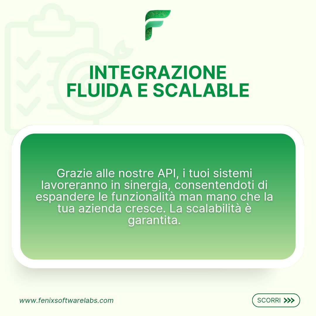 fenixTechLabs's tweet image. Con le API personalizzate di Fenix, semplifica i tuoi processi, integra i tuoi sistemi e ottimizza i flussi di lavoro. La tua crescita digitale inizia qui. Scopri di più!
#FenixSoftwareLabs #CustomAPI #BusinessGrowth