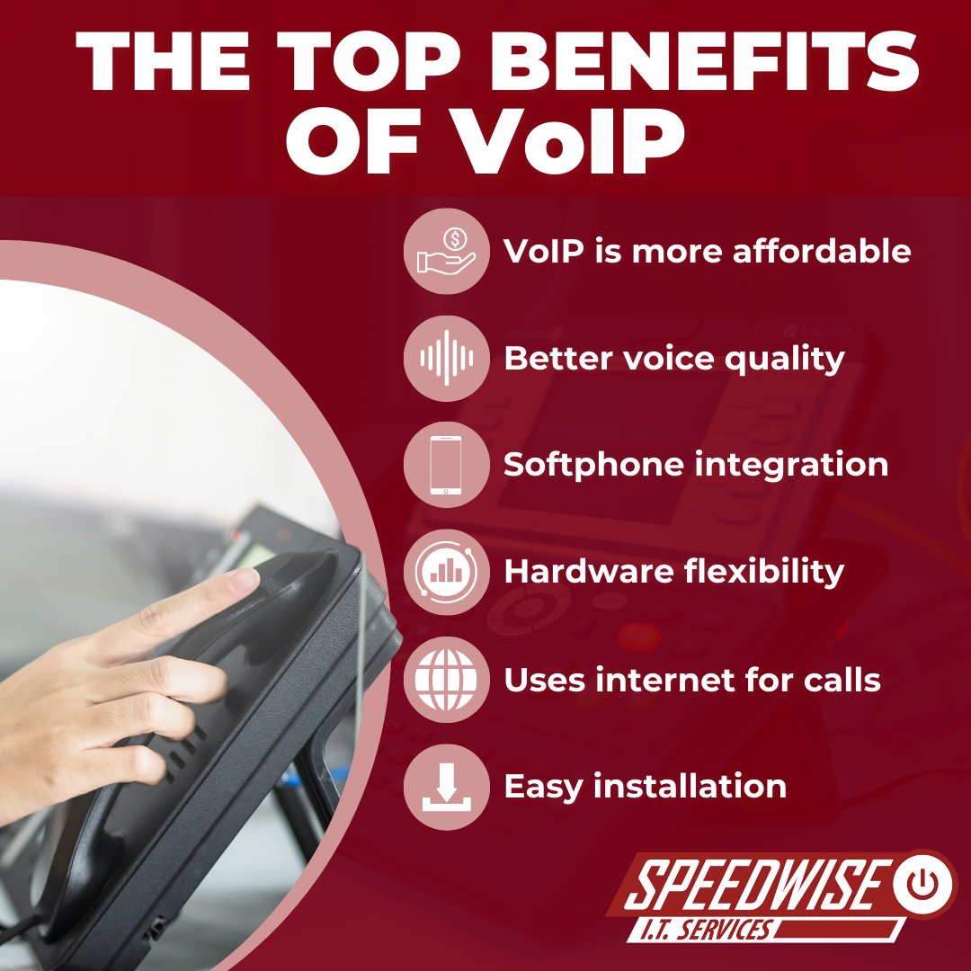 SpeedWiseIT's tweet photo. Ready to make the switch and update your current phone system? 

Reach out to start leveraging these VoIP benefits for your business! 

#VoIPSolutions #BusinessCommunication #TechUpgrade #VoIPBenefits #PhoneSystemUpdate #ModernBusinessTools #ITSupport #StreamlinedCommunication #T https://t.co/G5RVoGulOT