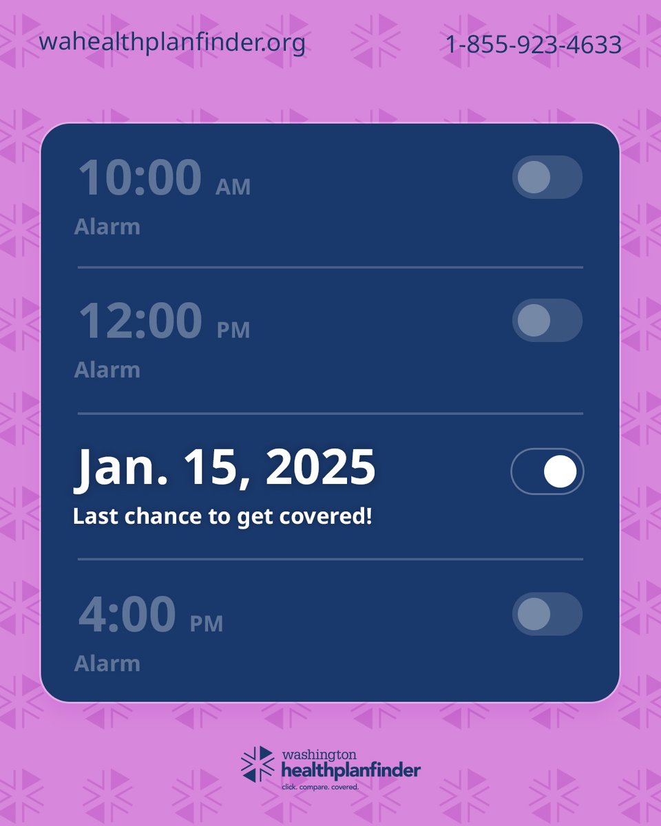 Time’s almost up! Enroll in your new health or dental plan before open enrollment ends on Jan. 15. Shop and compare plans now at wahealthplanfinder.org and let’s #GetCoveredWA