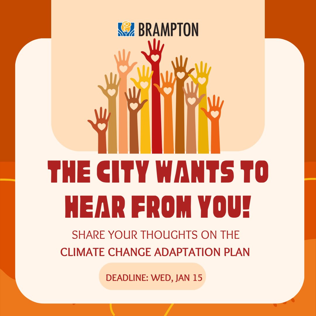 peelclimate's tweet photo. 🚨Help Shape Brampton’s Climate Future!🚨 
This is your chance to have a say in how we build a climate-resilient city!
Have your say by January 15, 2025  
Explore the plan here: https://t.co/coJbSSeKNZ or share your thoughts with GrowGreen@brampton.ca. https://t.co/L2Su4Z0rzf