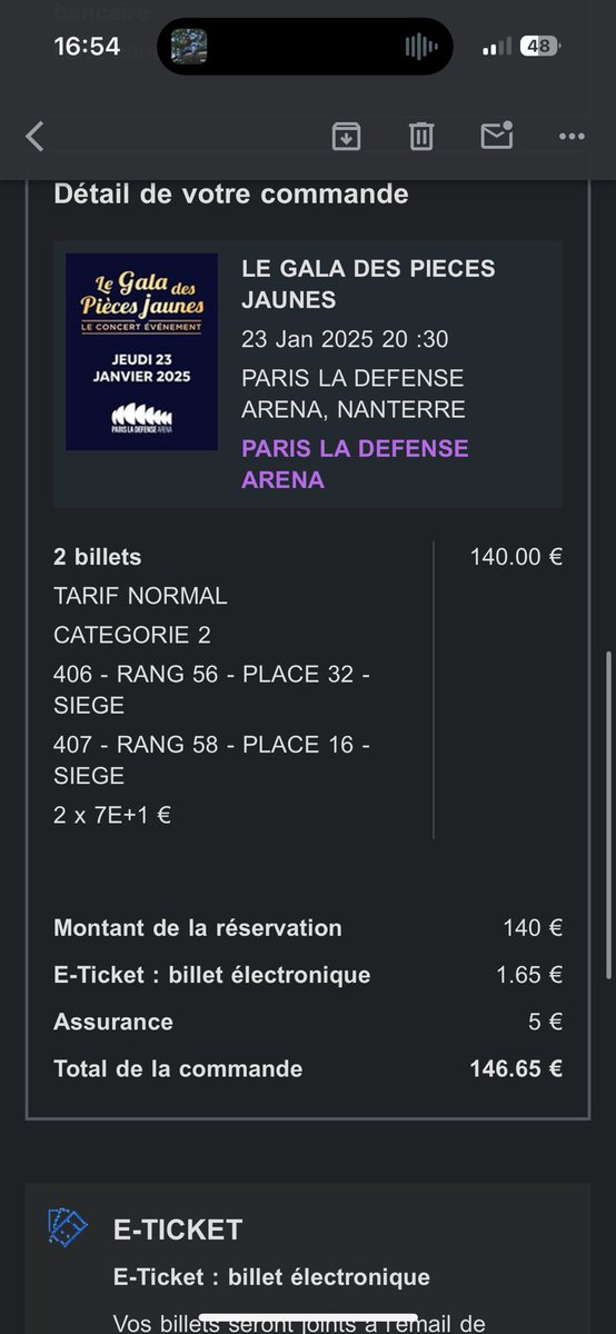 charleneplle's tweet photo. Hello je vends deux places en catégorie 2 pour le gala des pièces jaunes. J’ai trouvé mieux après, preuves d’achats dispo et remise en main propre possible sur Paris ! Dm si intéressé ! Je les vends au prix d’achat #GalaDesPiècesJaunes https://t.co/1FnuP2EQkL